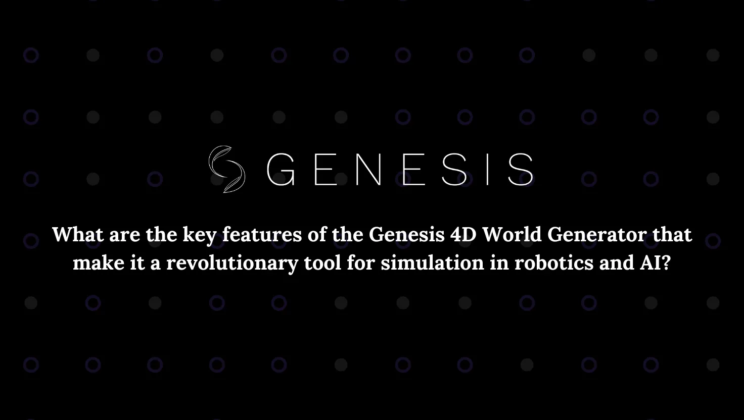 Genesis 4D World Generator logo on a black background with text asking about its key features.